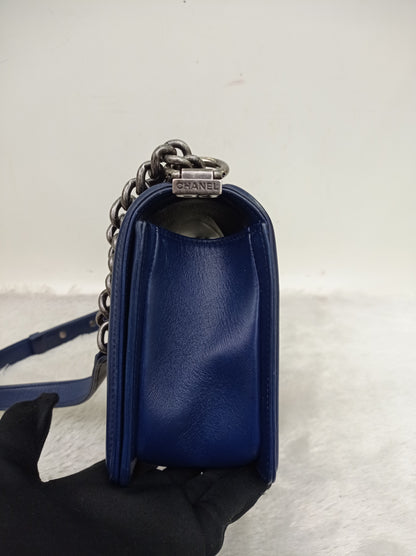Chanel Boy 25 Lamb Navy Blue RHW #21
