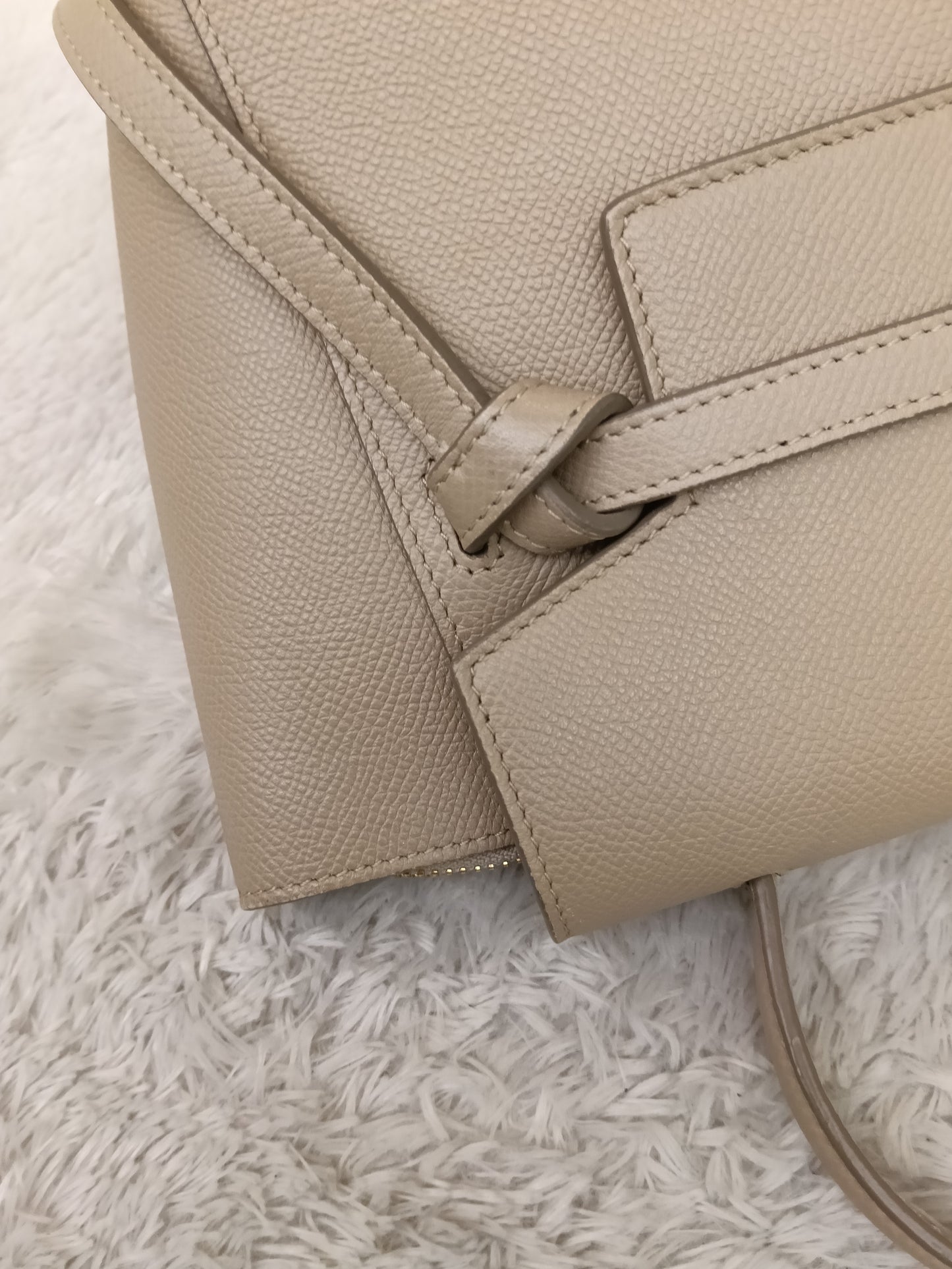Celine Nano Belt Grained Light Taupe GHW 2018