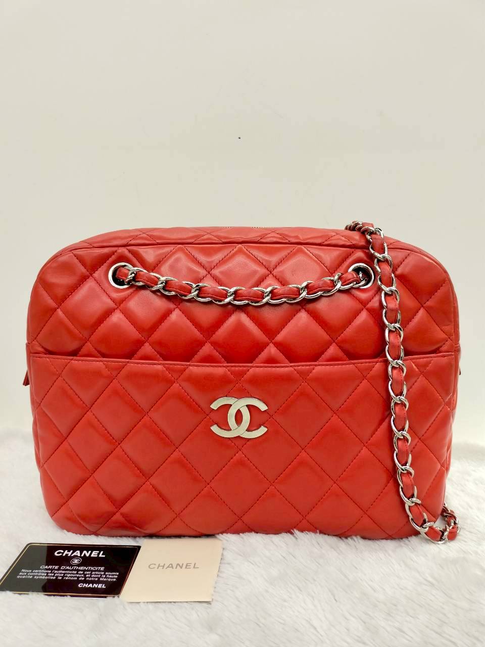 Chanel Camera Lamb Red Coral SHW #15