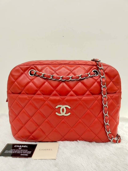 Chanel Camera Lamb Red Coral SHW #15