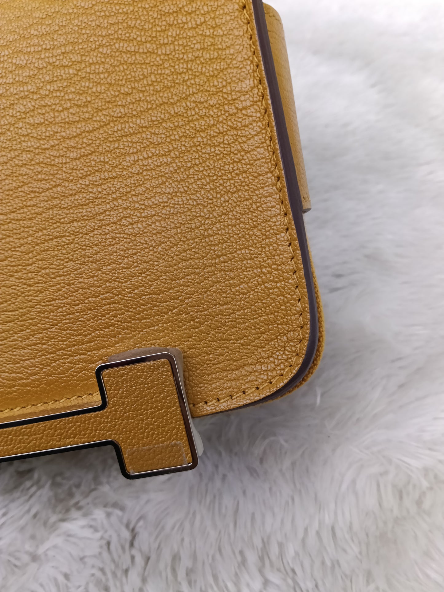 Hermes Geta Chevre Mysore Sangle Caramel PHW #B