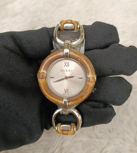Gucci Watch Bamboo Silver Dial Steel Quartz Womens