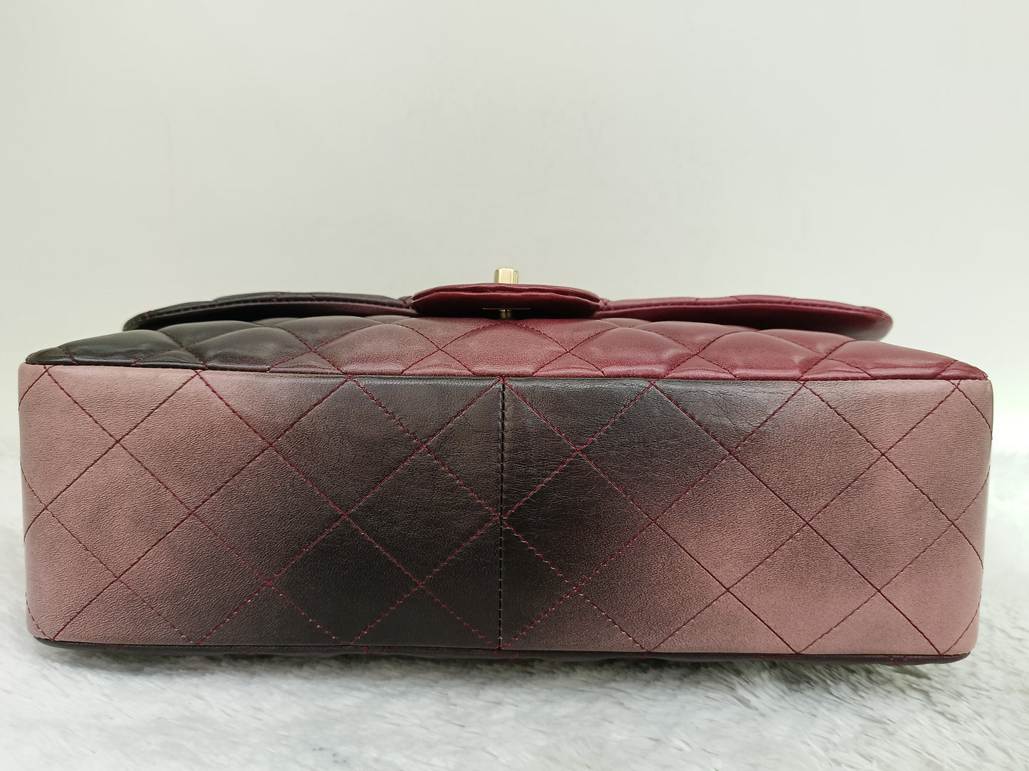 Chanel Jumbo Lamb Bordeaux Dark Red Ombre Pink RGHW SF #13