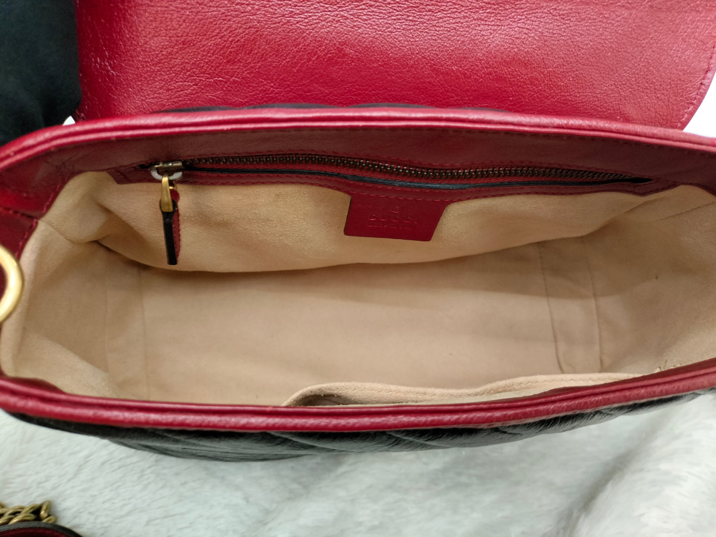 Gucci Marmont Top Handle Medium Black Red GHW