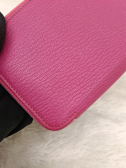 Hermes Azap Long Wallet Chevre Rose Shocking Pink PHW #L square
