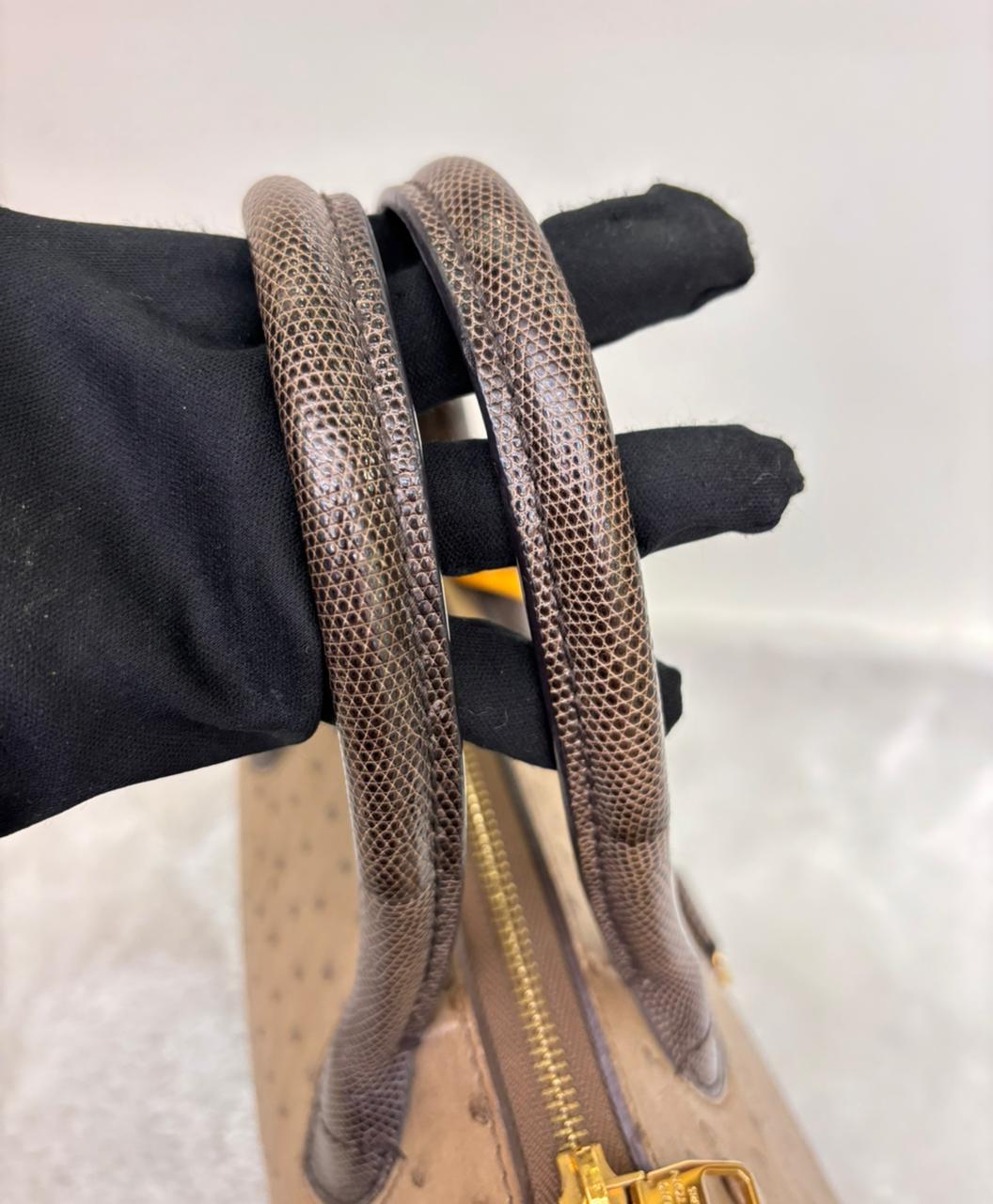 LV Majestueux PM Monogram Exotique Ostrich Lizard Ocre 2013