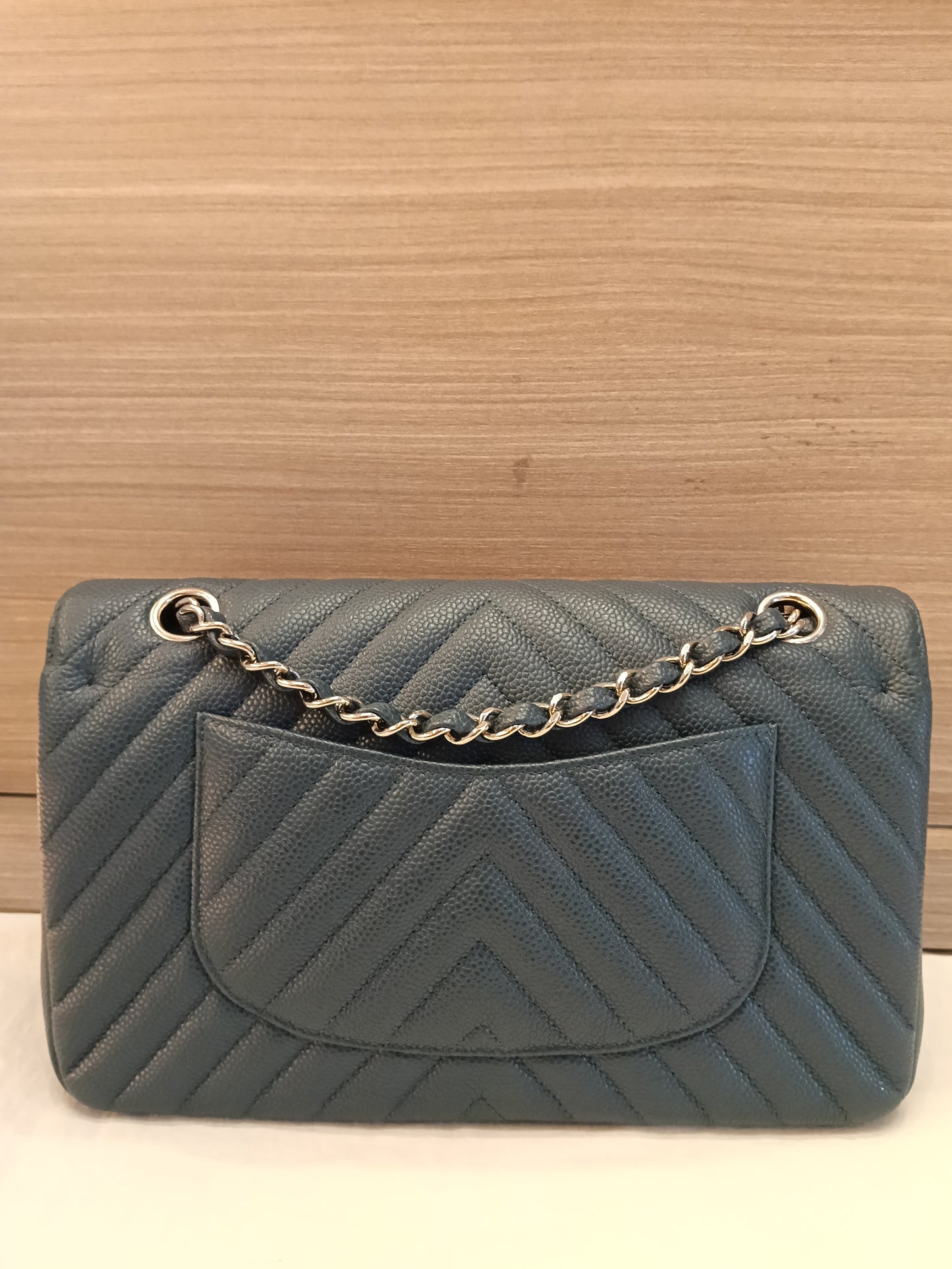 Chanel Medium Chevron Caviar Blue SHW DF #26