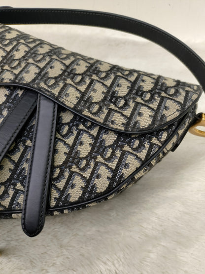 Dior Saddle Medium Oblique Navy GHW 2023