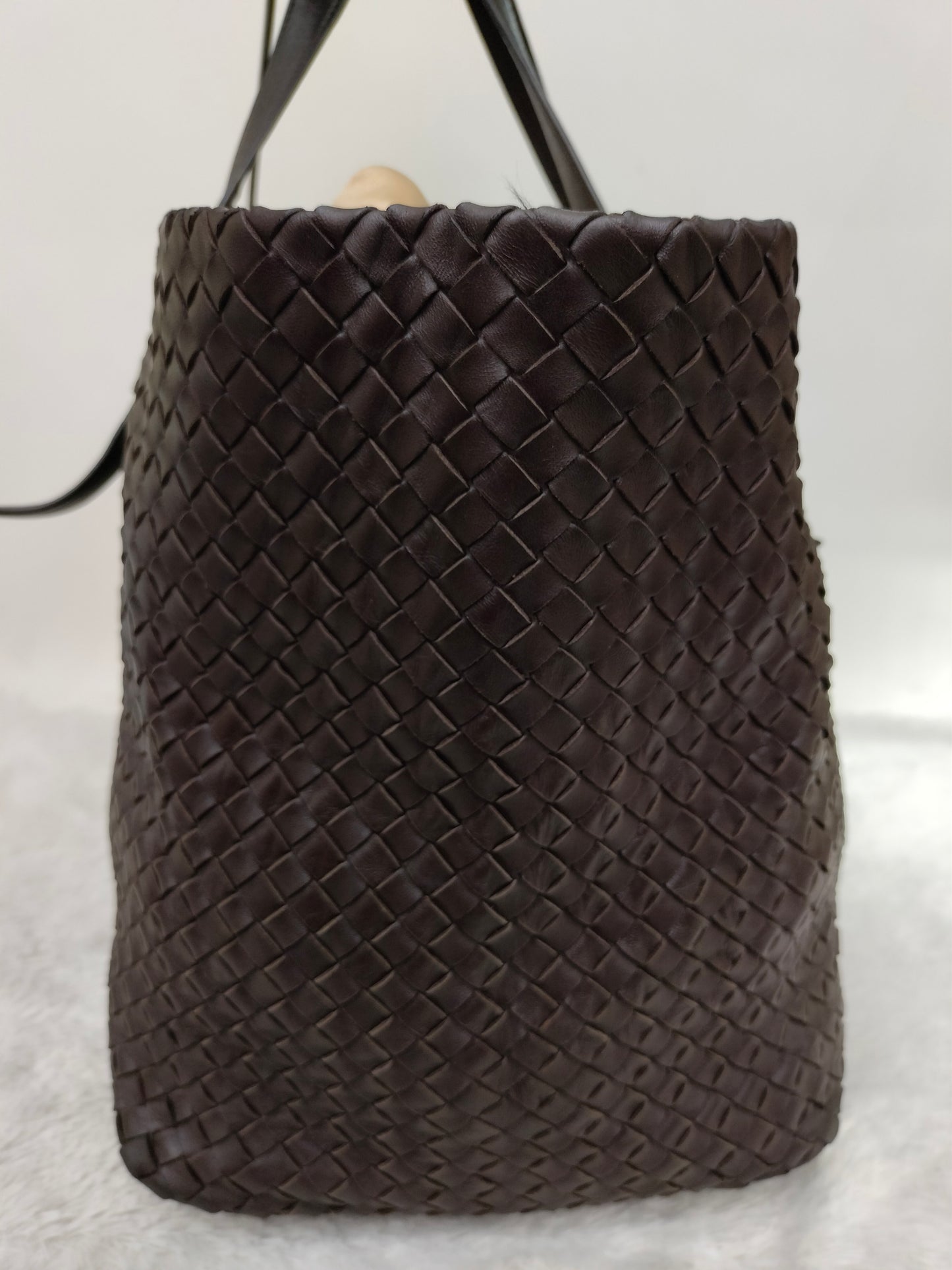 Bottega Veneta Cesta Shopper Tote Intrecciato Dark Brown