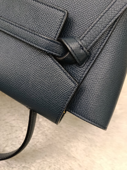 Celine Nano Belt Grained Abyss Blue GHW 2018