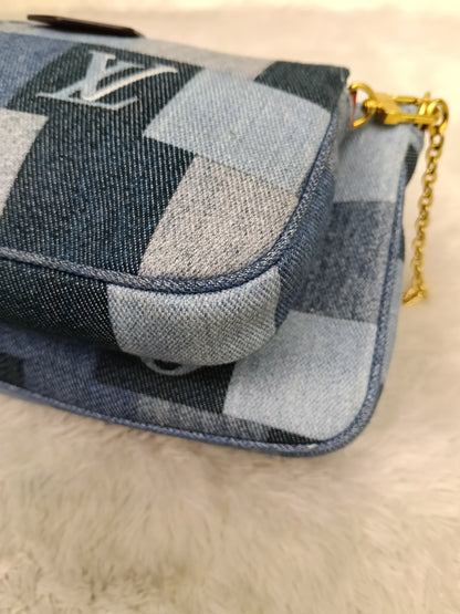 LV Multi Pochette Accessories Monogram Denim Blue Rouge 2019