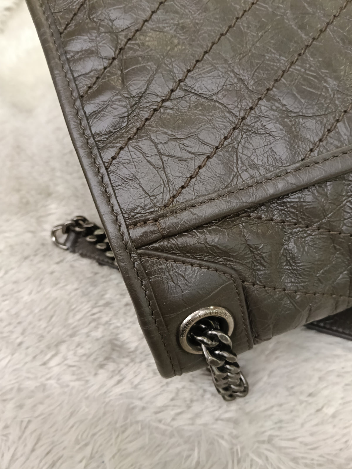 YsL Niki Medium Calfskin Grey RHW 2020