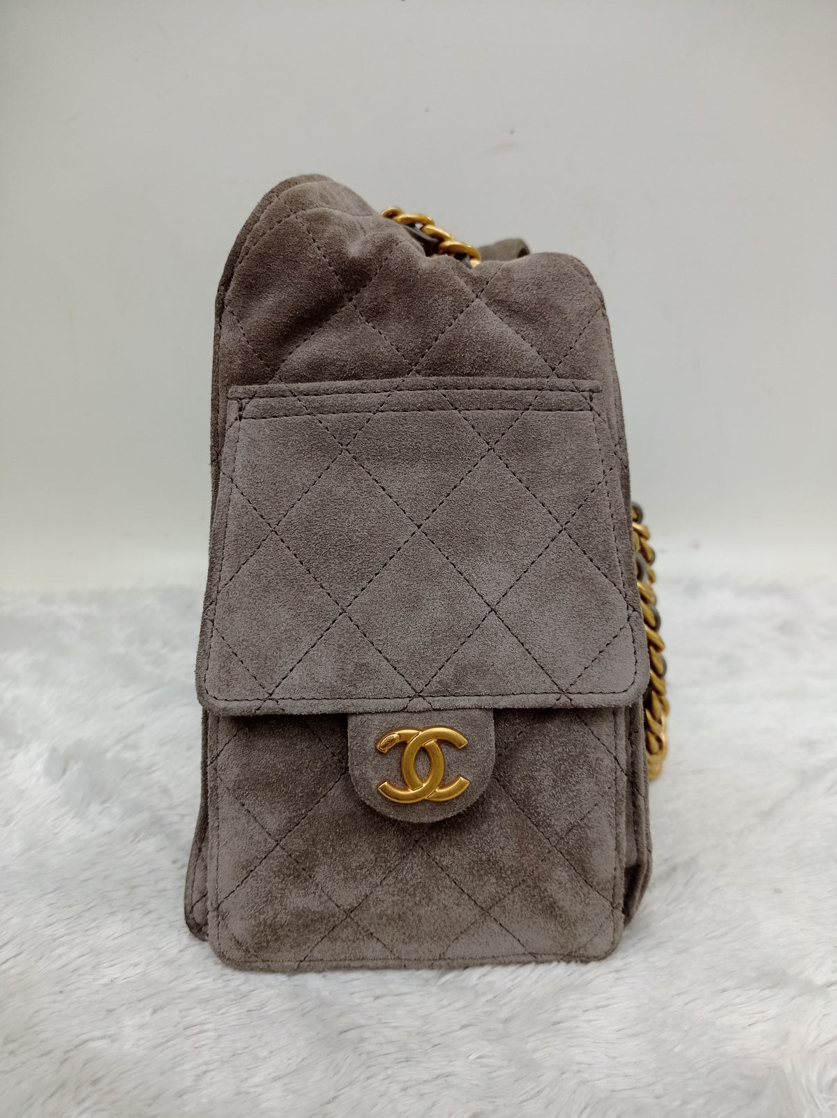 Chanel C25 Small Suede Grey GHW 2025 (CHIP)