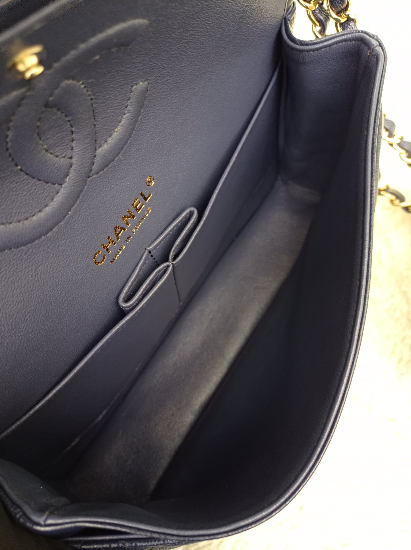 Chanel Medium Caviar Dark Blue GHW DF #24