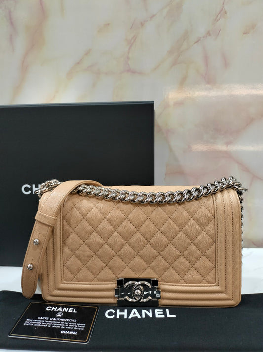 Chanel Boy 25 Caviar Beige SHW #28