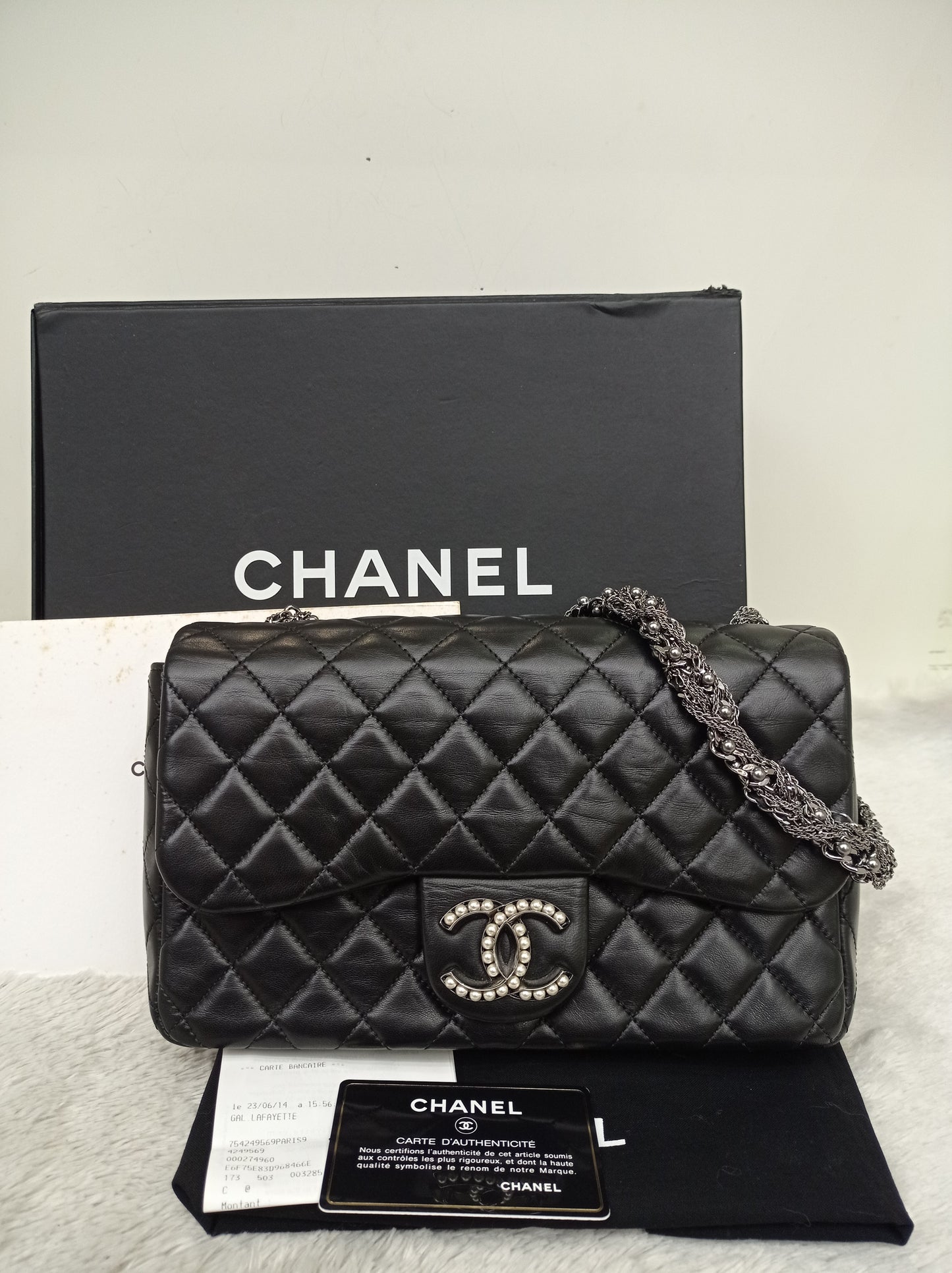 Chanel Medium Westminster Pearl Flap Lamb Black SHW #21