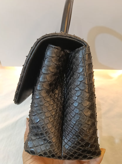 Chanel Coco Handle Medium Python Black RHW #23