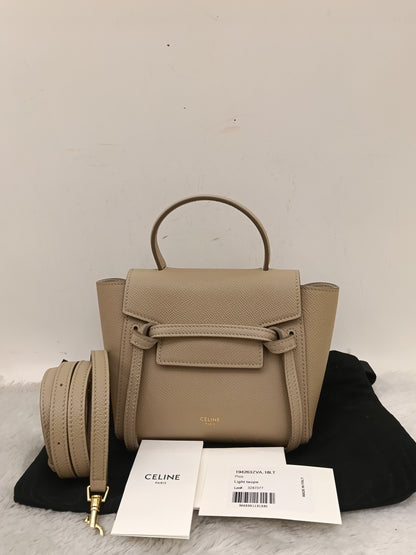 Celine Pico Belt Grained Light Taupe GHW 2020