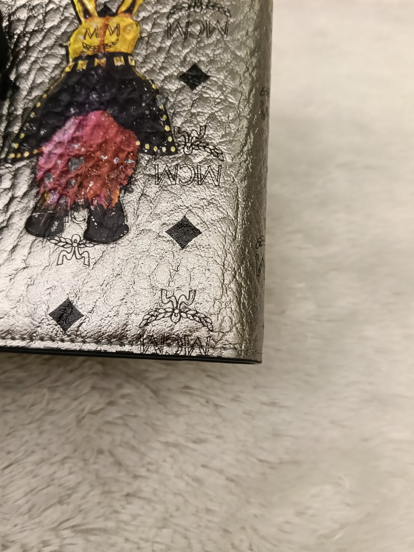 MCM Pasport Holder Rabbit Visetos Silver Blue