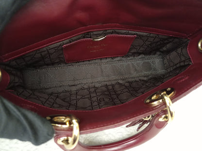 Dior Lady D'Joy Medium Lamb Burgundy GHW 2016