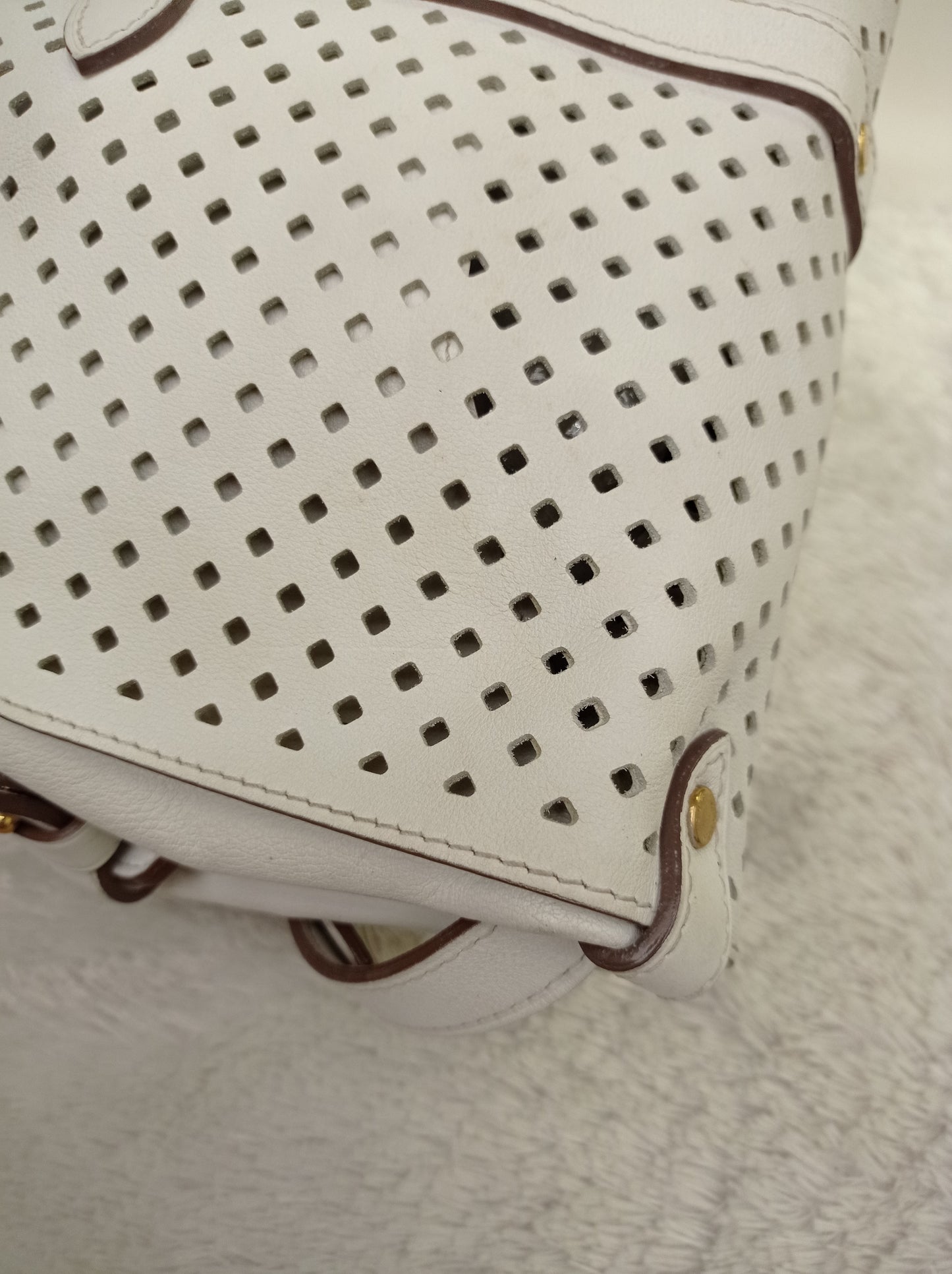 LV Saumur Perforated Limited Edition White Flore