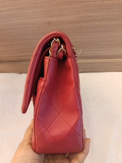 Chanel Medium Lamb Red GHW DF #22