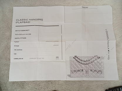 Chanel Medium Exotic Python Orange RHW DF #19
With holo, holo checker, dustbag