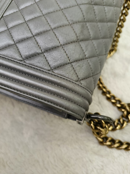 Chanel Boy 25 Calfskin Silver RGHW #19