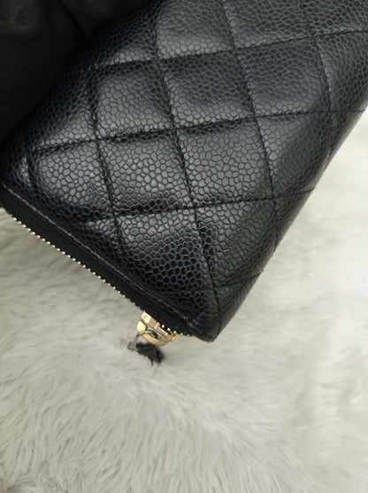 Chanel Zip Around Wallet Caviar Black GHW #17