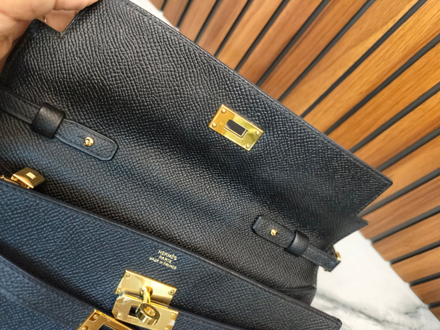 Hermes Kelly To Go Epsom Black GHW #B