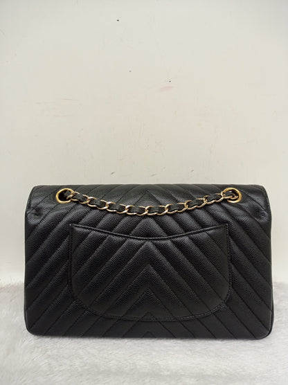 Chanel Medium Chevron Caviar Black GHW DF #30