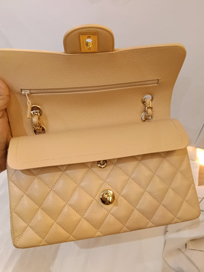 Chanel Small Caviar Beige GHW DF (CHIP)