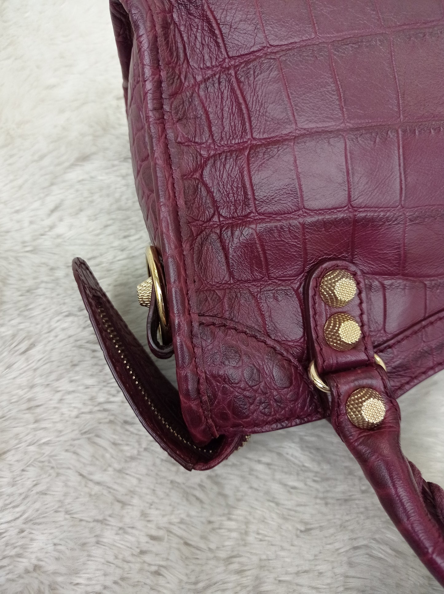 Balenciaga Mini City Giant Croco Burgundy GHW 2016