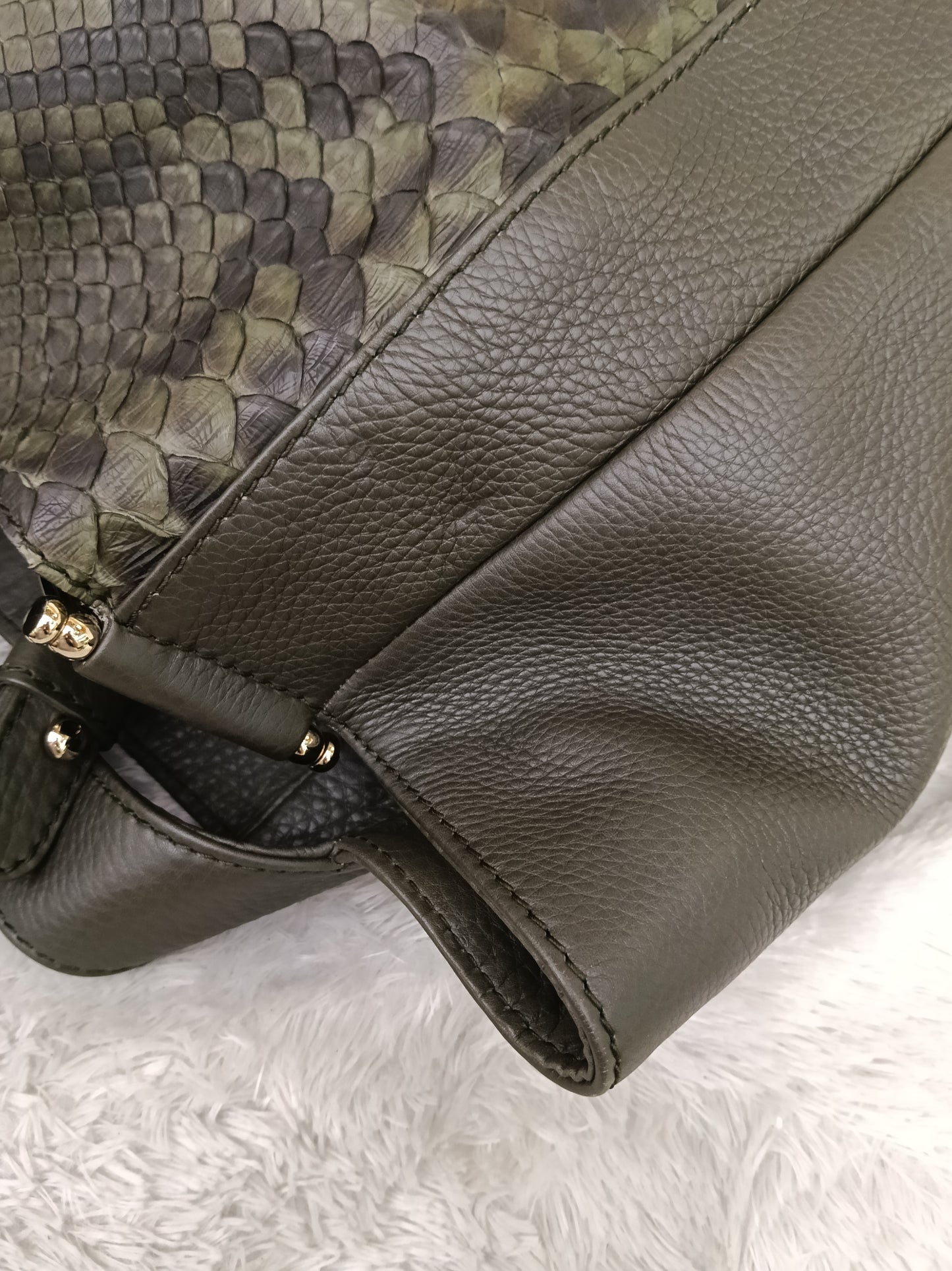 Gucci Tote Greenwich Medium Python Khaki GHW