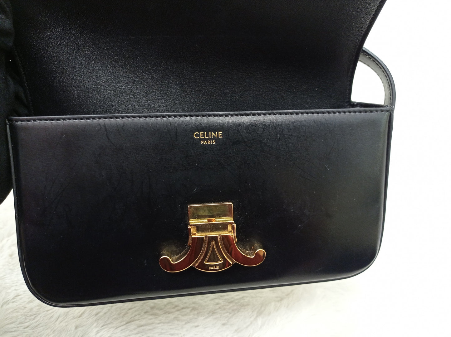 Celine Triomphe Shoulder Calfskin Black GHW 2022