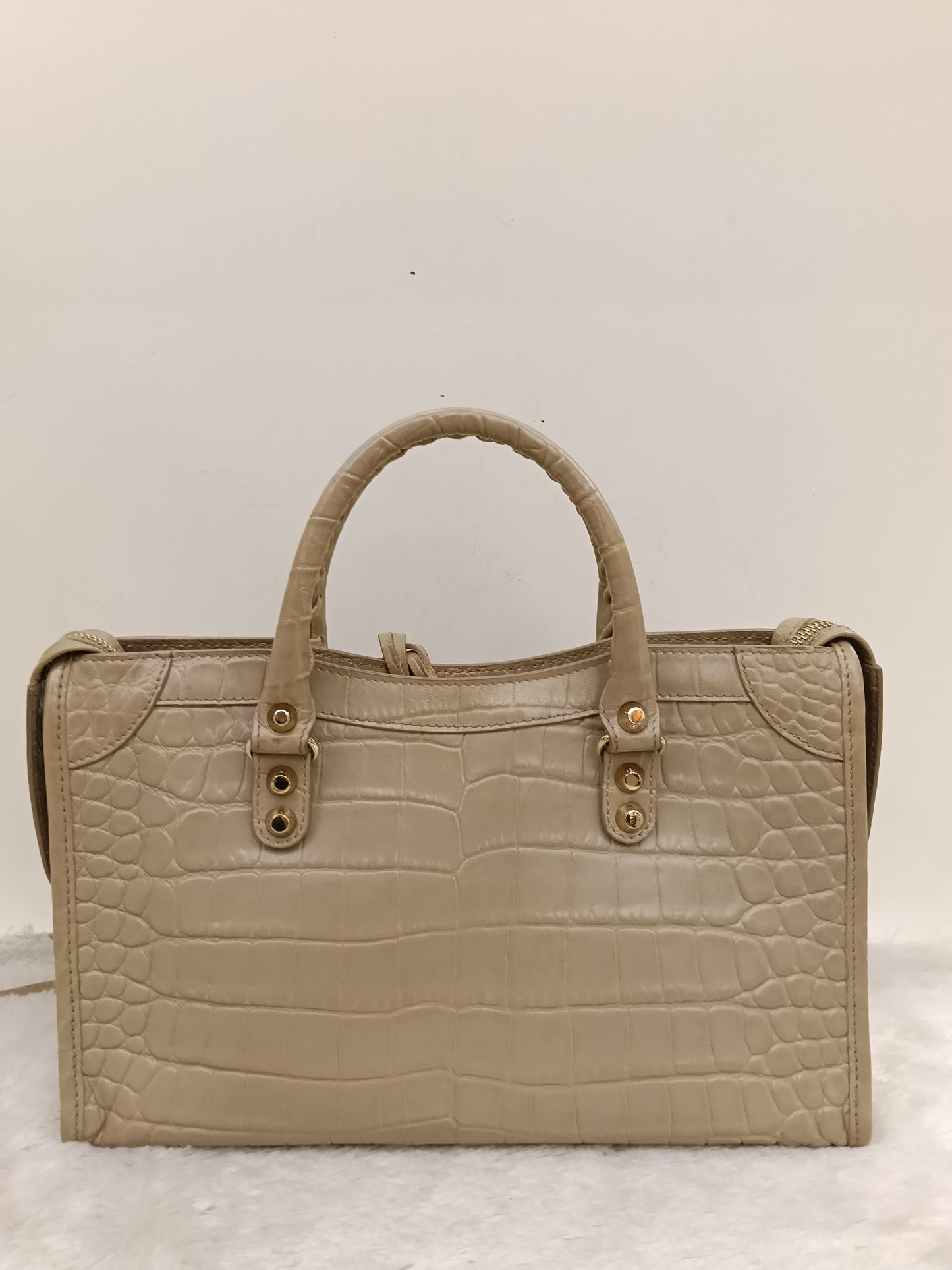 Balenciaga Small City Classic Croco Beige GHW 2018