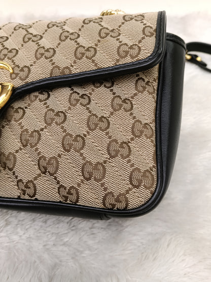 Gucci Marmont Small Canvas Beige Black GHW