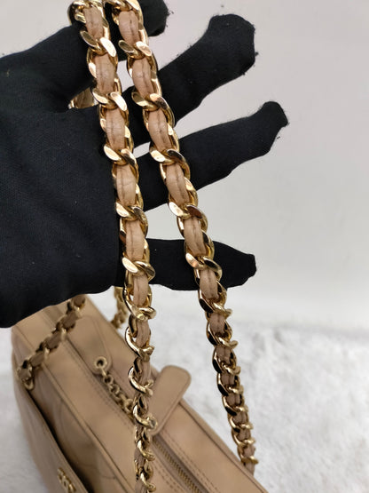 Chanel Camera Chevron Lamb Beige GHW #6