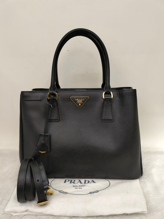 Prada Saffiano Lux Nero 33cm Double Zip GHW