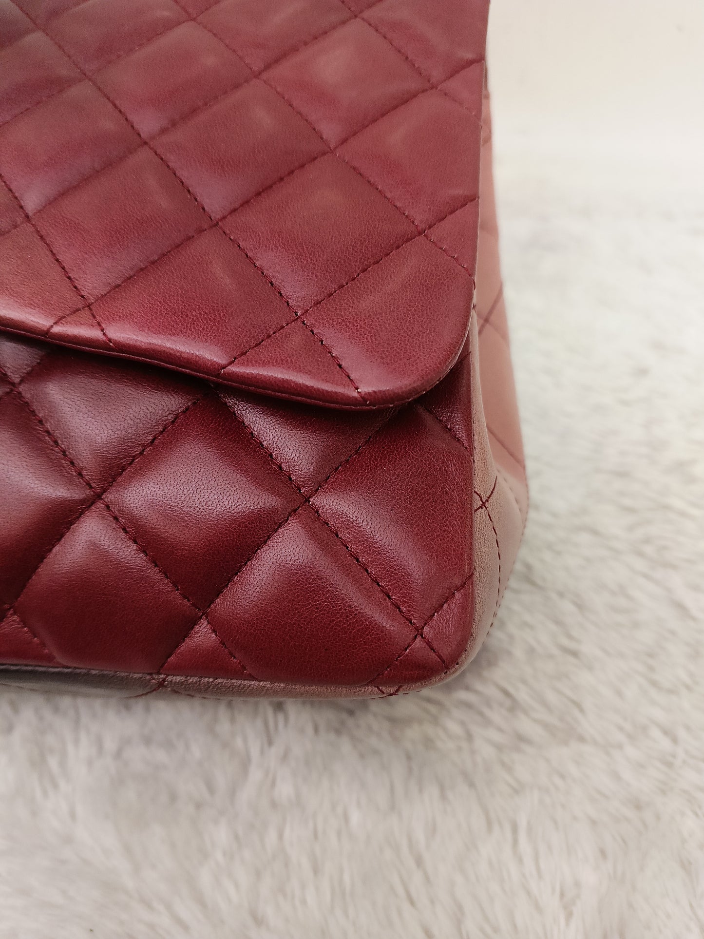 Chanel Jumbo Lamb Bordeaux Dark Red Ombre Pink RGHW SF #13