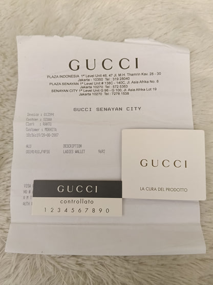 Gucci Wallet Continental D-Ring Canvas Beige Silver GHW 2007