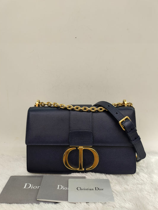 Dior Montaigne East West Grained Navy Blue GHW 2019