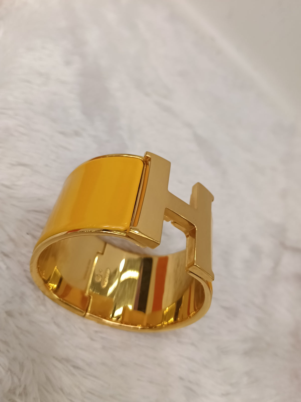 *NEW* Hermes Clic Clac XL Enamel Yellow GHW