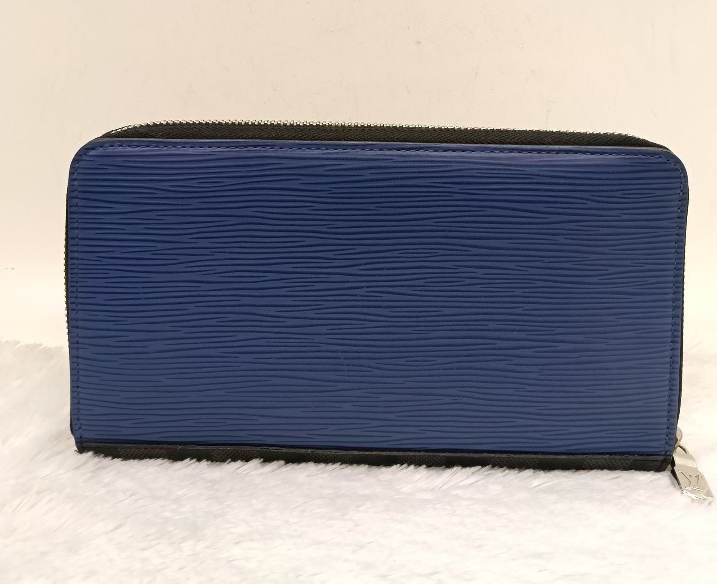 LV Zippy Wallet Long Organizer NM Epi Graphite Blue Gray