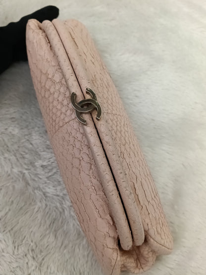 Chanel Timeless Clutch Python Pink Peach SHW #14