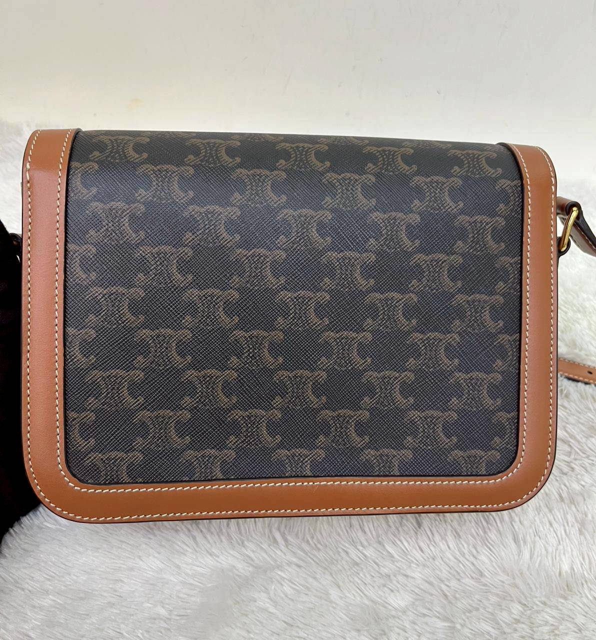 Celine Triomphe Teen Canvas Calfskin Tan Black GHW 2021