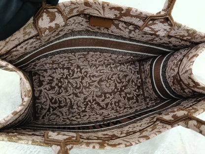 Dior Tote Book Medium Brocart Embroidered Pink Brown 2022