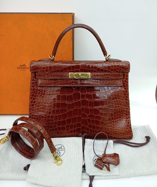 K32 Croco Alligator Shiny Bordeaux GHW #Z circle