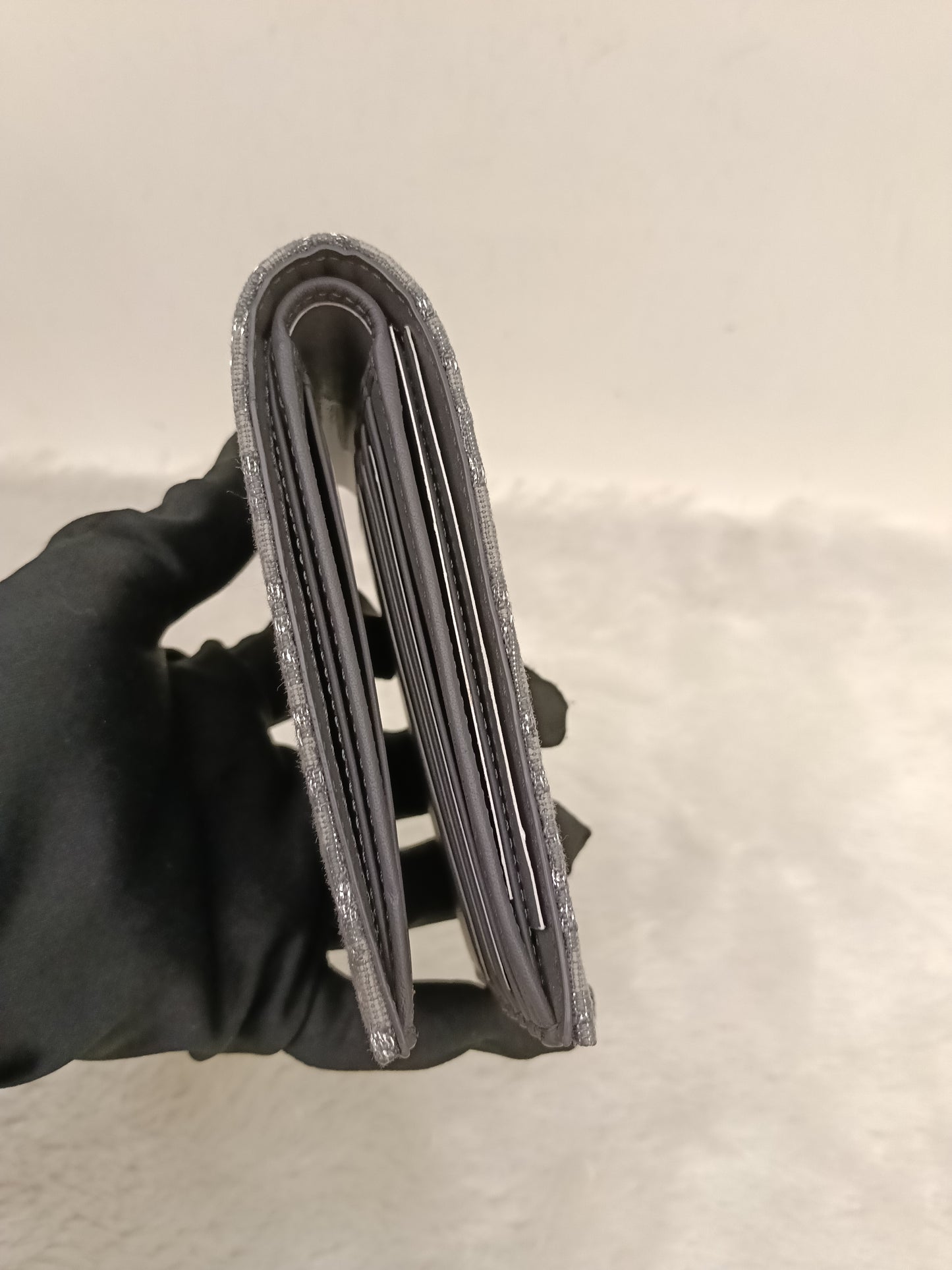 Dior Bifold Wallet Oblique Jacquard Ruthenium Grey Silver