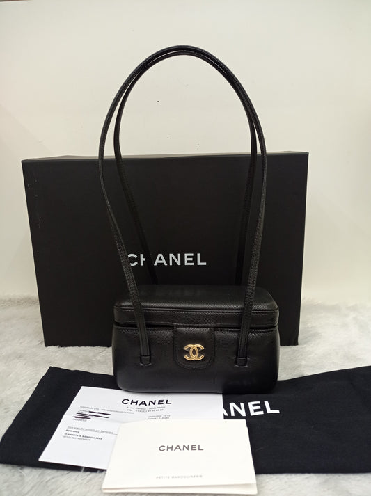 *NEW* Chanel Preppy Coco Long Vanity with Straps Black Caviar GHW (CHIP)